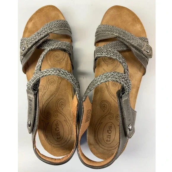Taos Trulie Sandals Womens 10-10.5 EU 41 Dark Grey Leather Arch Support Cork - Picture 7 of 8